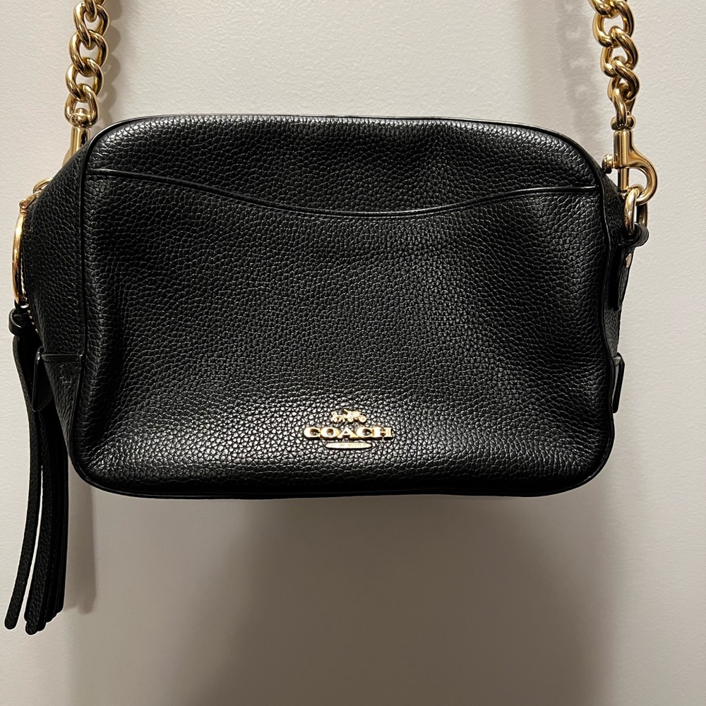 Coach Black Leather Crossbody Camera Bag